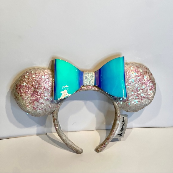 Disney Parks Iridescent Minnie Ears Sequins Bow Limited Glitter Rare Headband - Picture 12 of 12